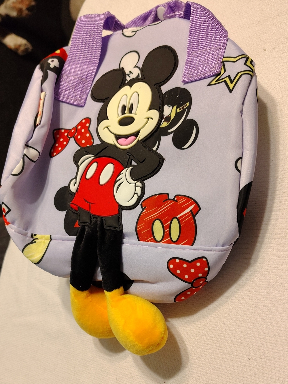 Purple Mickey Mouse Bag With Plush Legs